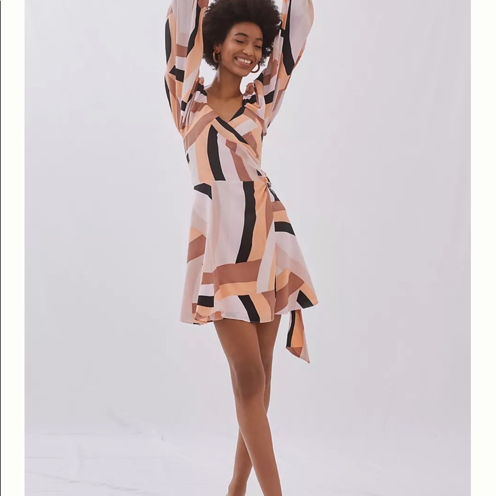 NWT Anthropologie Hutch Geo Wrap Mini Dress